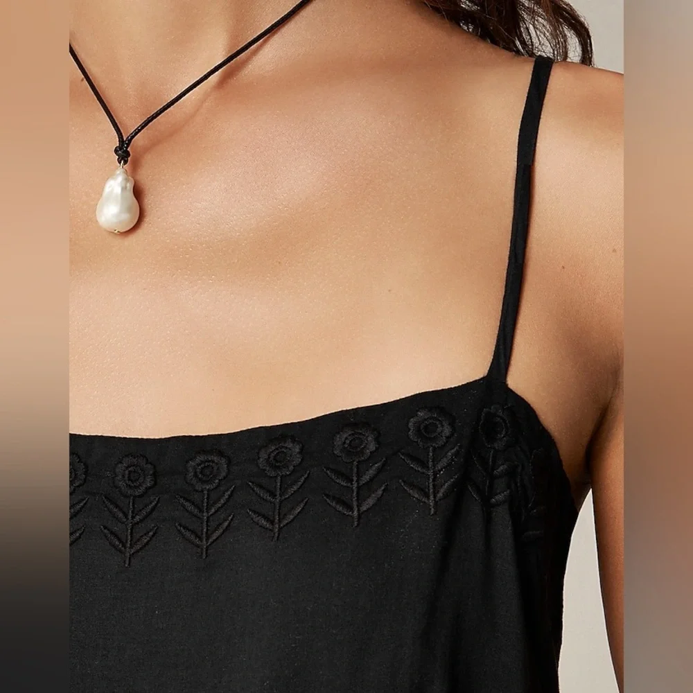 NWT J.Crew Sorrento dress in cotton voile XS Black Boho Bohemian Resort Vacation